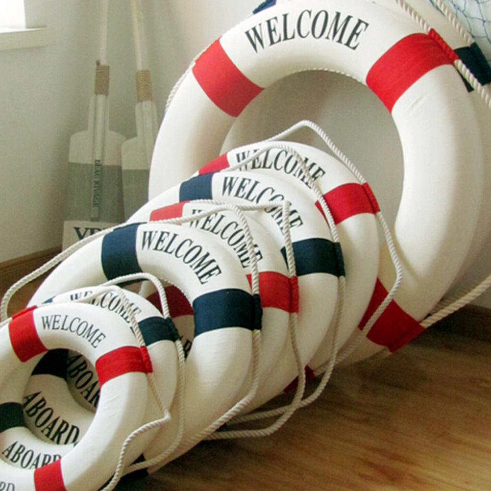 High Quality Welcome Aboard Nautical Life Lifebuoy Ring Boat Wall Hanging Mediterranean Style Home Decoration